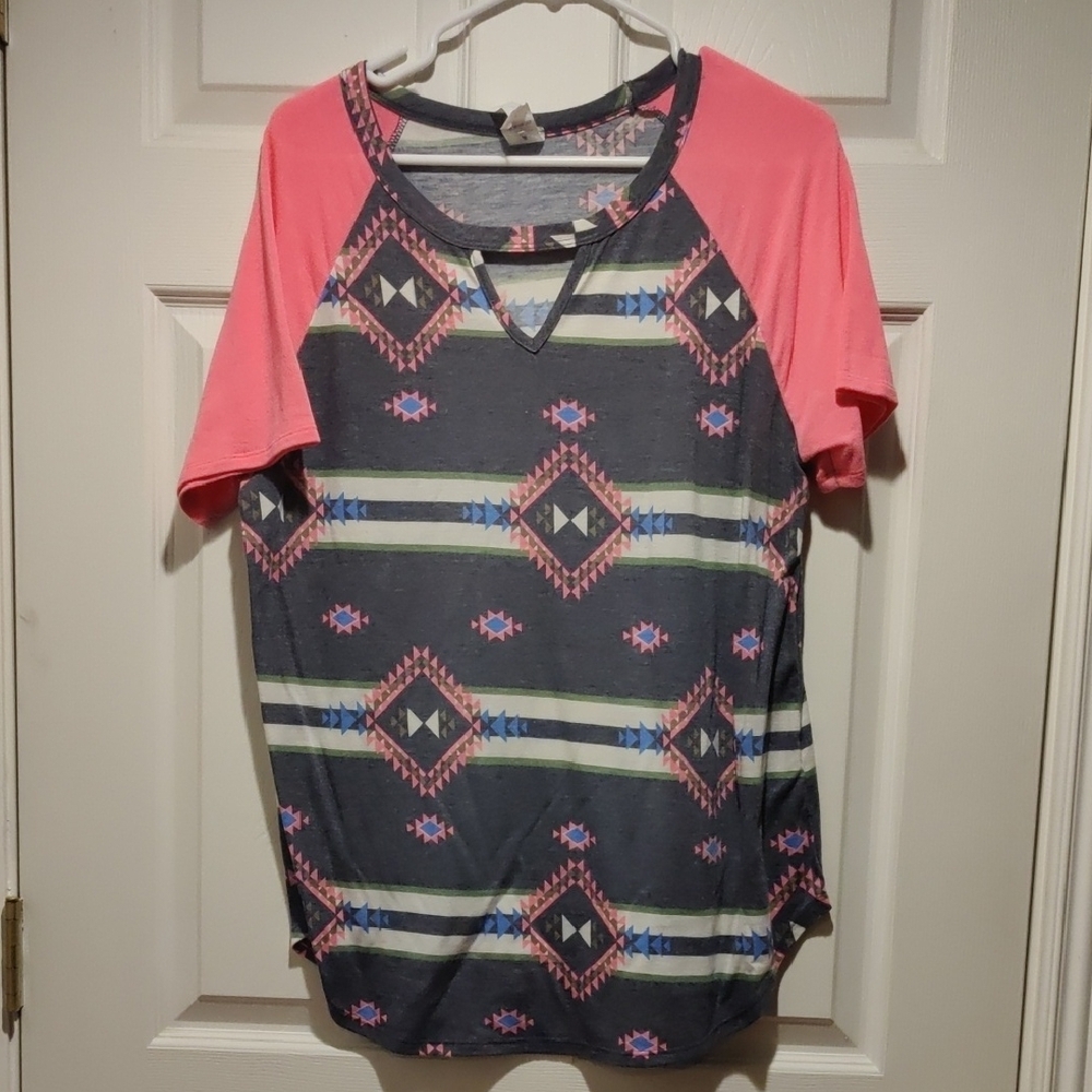 Trendy Pink and Gray Women's Top